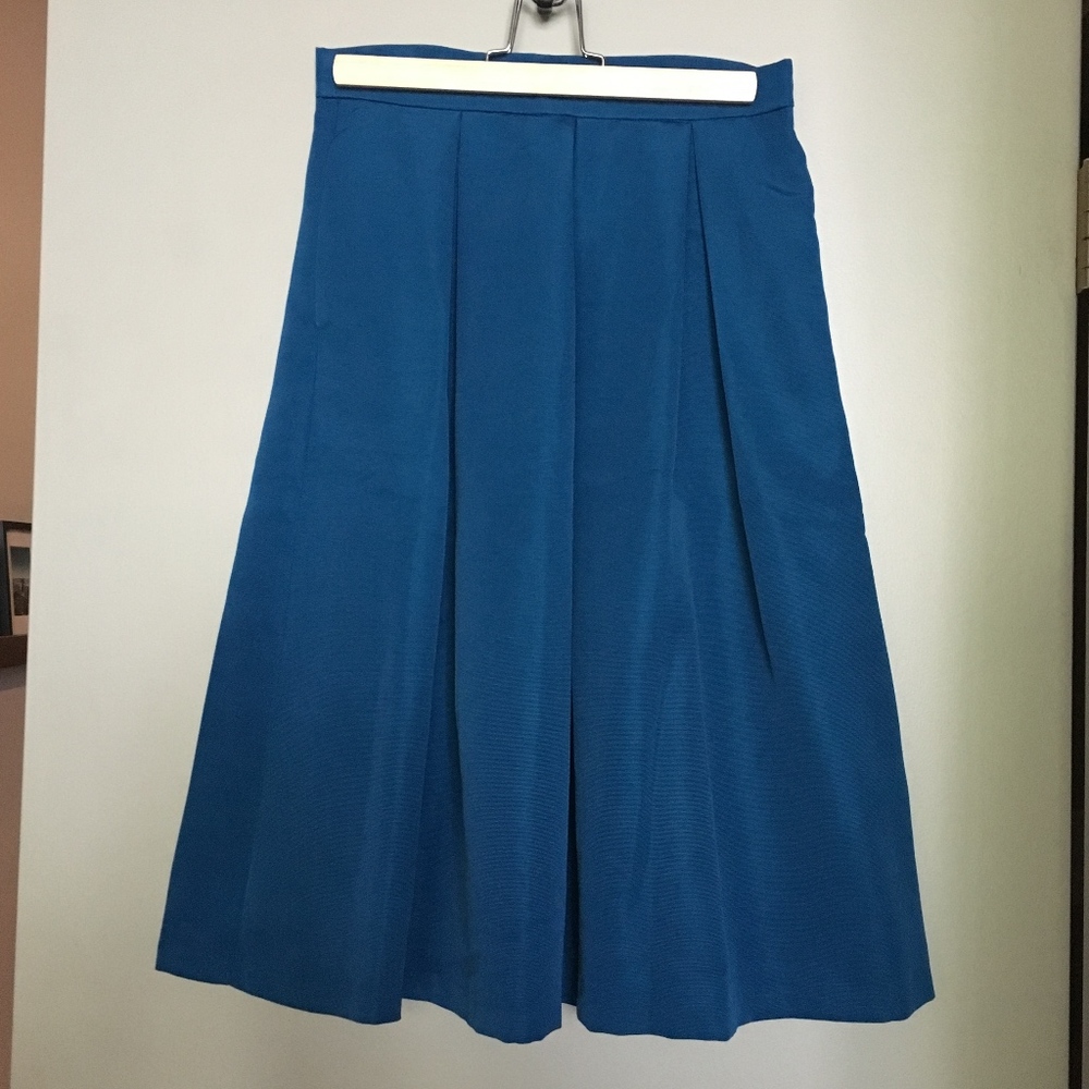 New York & Co Blue (Teal) Pleated Midi Skirt